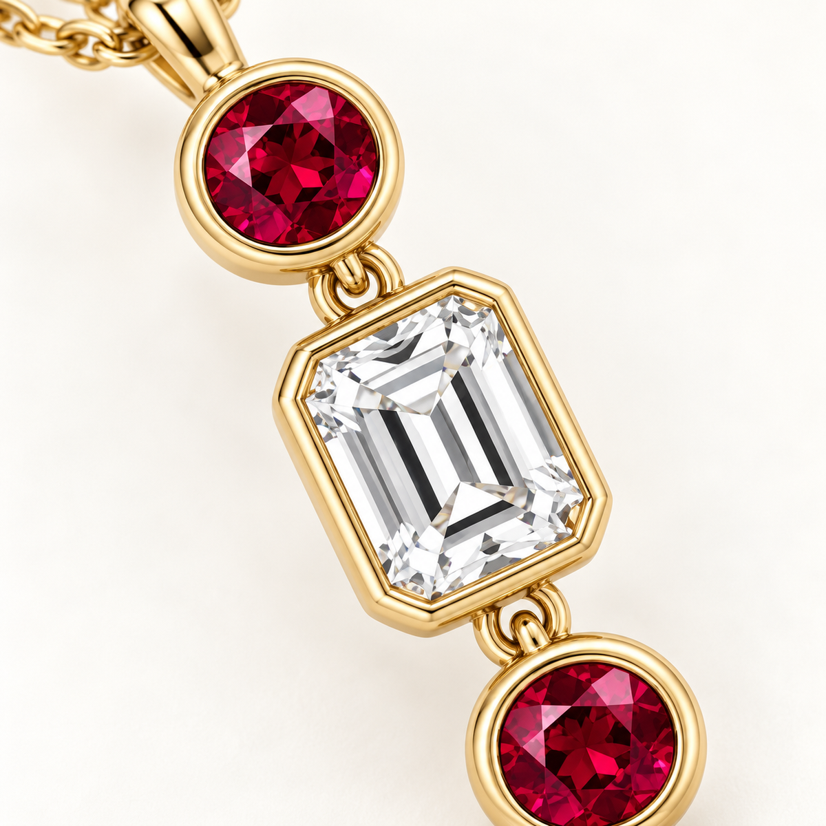 MISSISSI RB10 lab-grown ruby jewelry in yellow gold, product view design visualization