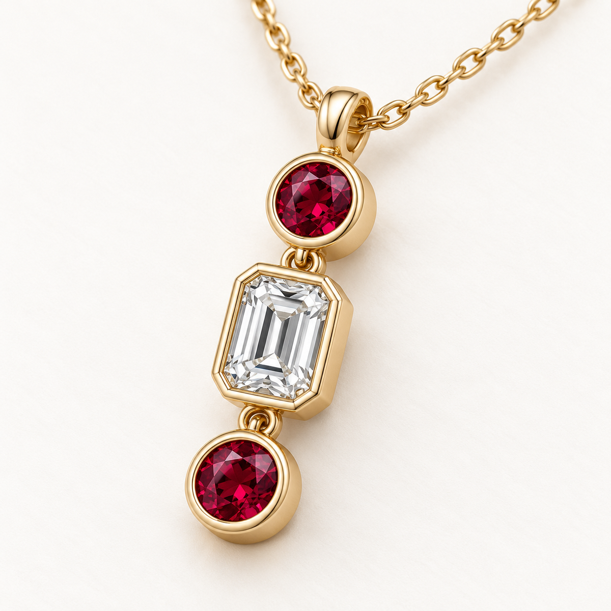 MISSISSI RB10 lab-grown ruby jewelry in yellow gold, product view design visualization