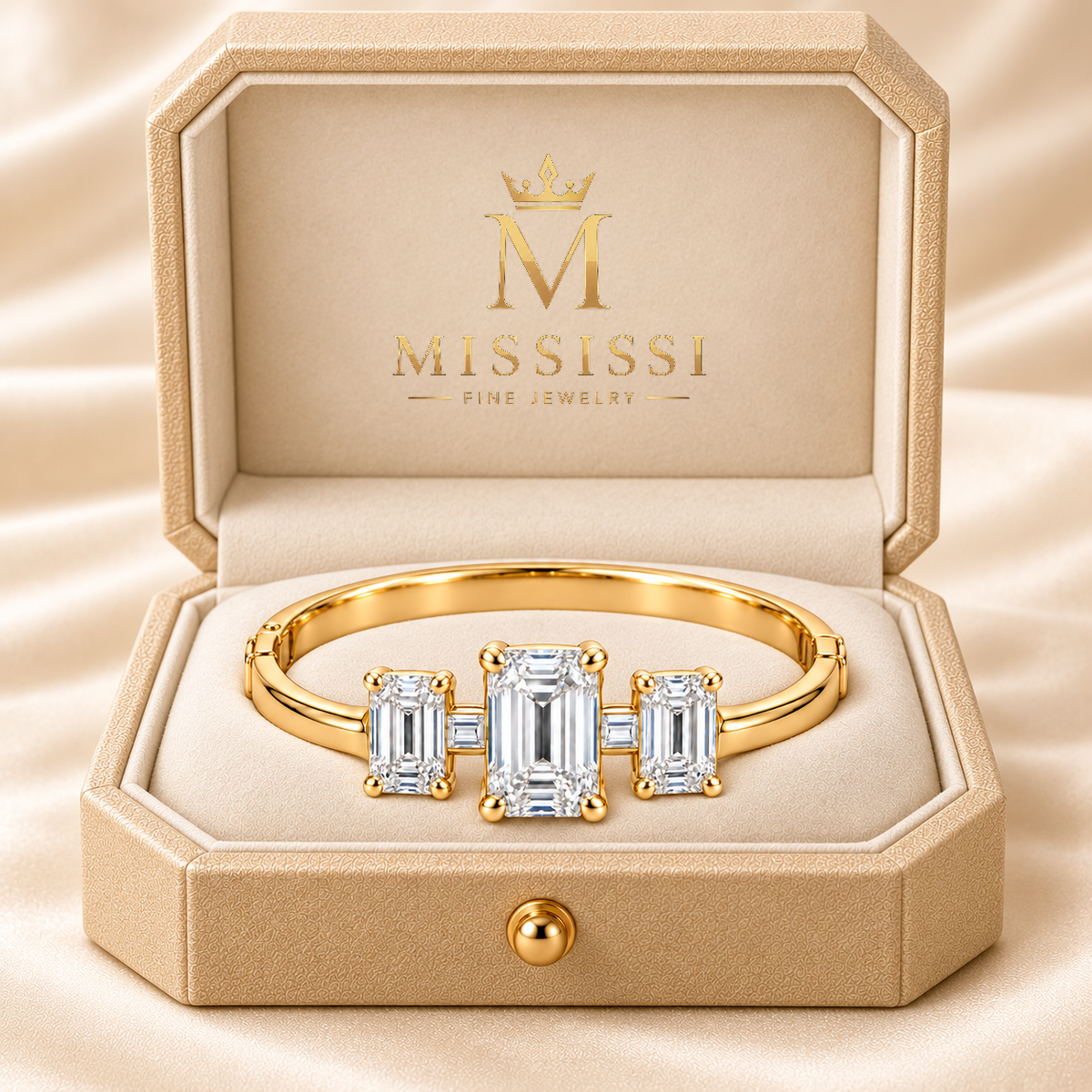 MISSISSI W11 jewelry in yellow gold, champagne ivory presentation box