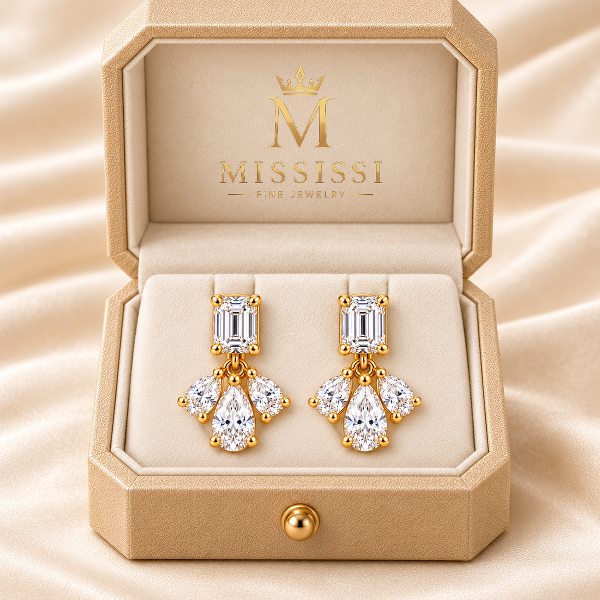 MISSISSI W13 jewelry in yellow gold, champagne ivory presentation box