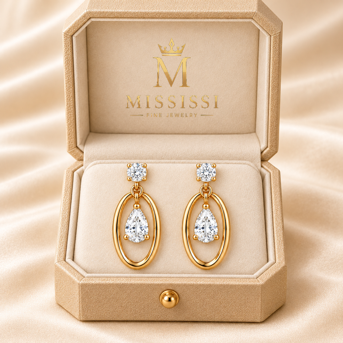 MISSISSI W14 jewelry in yellow gold, champagne ivory presentation box
