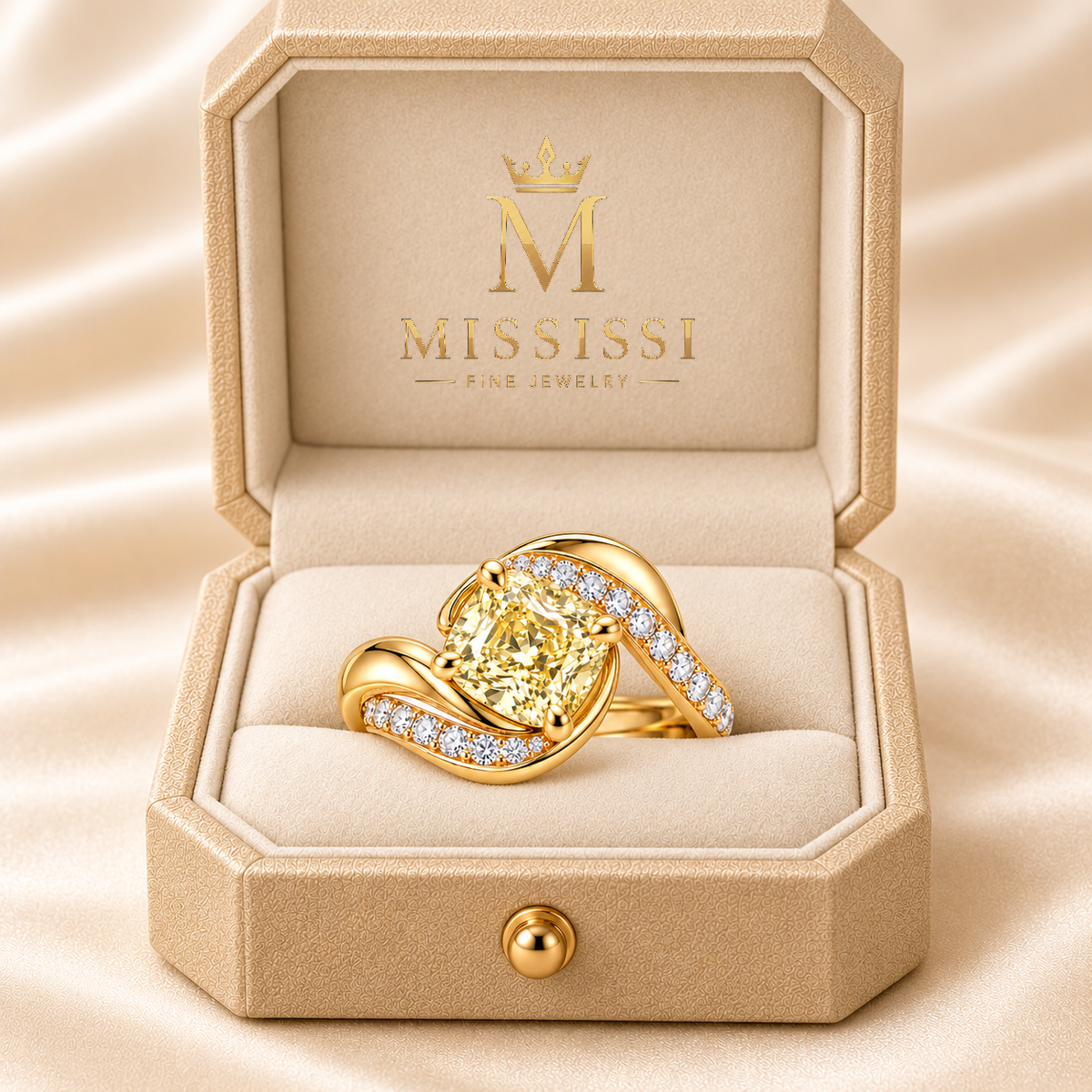 MISSISSI W17 jewelry in yellow gold, champagne ivory presentation box