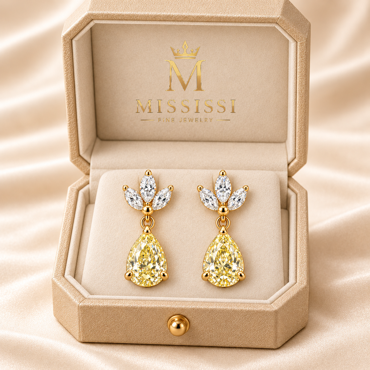 MISSISSI W20 jewelry in yellow gold, champagne ivory presentation box