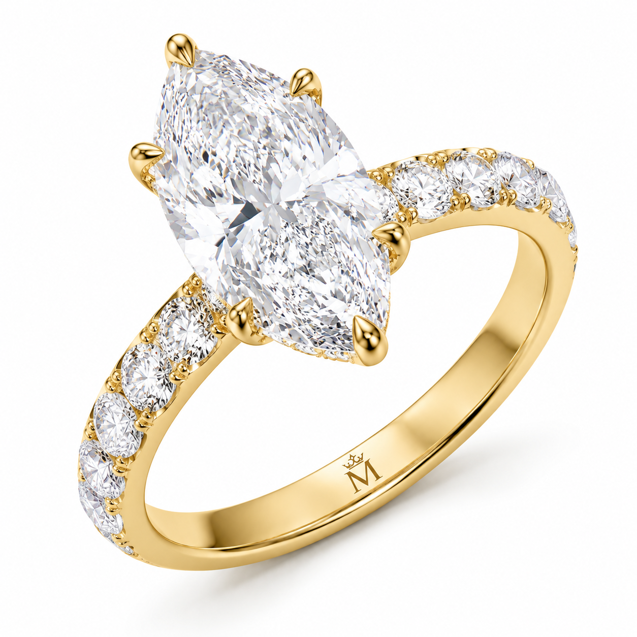 5 Carat Marquise Cut Lab Grown Diamond Ring | D Color VVS Clarity | Luxury Statement 14K Gold Engagement Ring