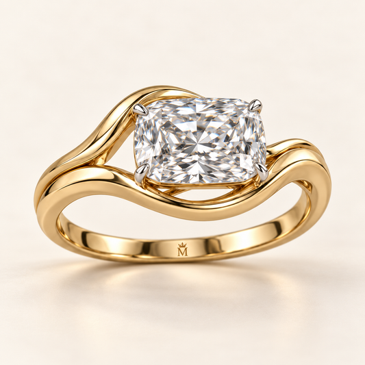AI design visualization of Crosslight East-West Cushion Lab-Grown Diamond Ring — hero