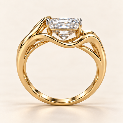 AI design visualization of Crosslight East-West Cushion Lab-Grown Diamond Ring — side