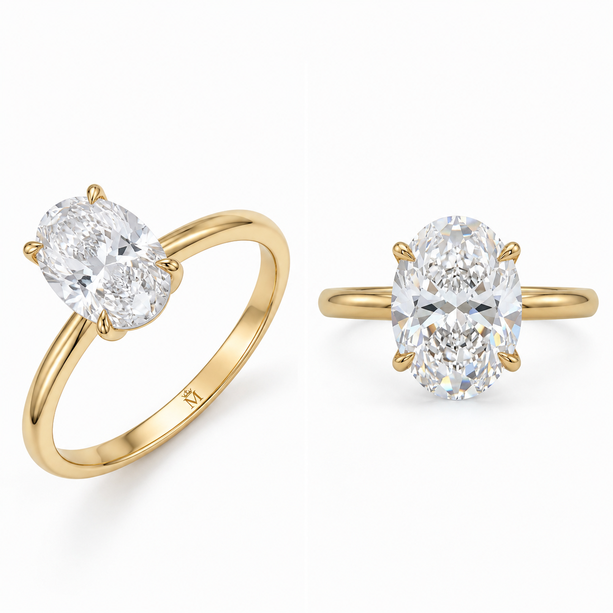 5 Carat Oval Solitaire Lab Grown Diamond Ring | D Color VVS Clarity | Minimalist Luxury 14K Gold Engagement Ring