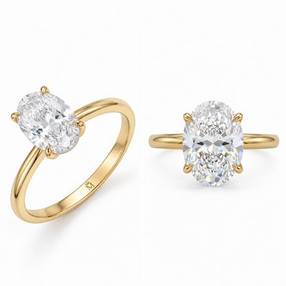 5 Carat Oval Solitaire Lab Grown Diamond Ring | D Color VVS Clarity | Minimalist Luxury 14K Gold Engagement Ring
