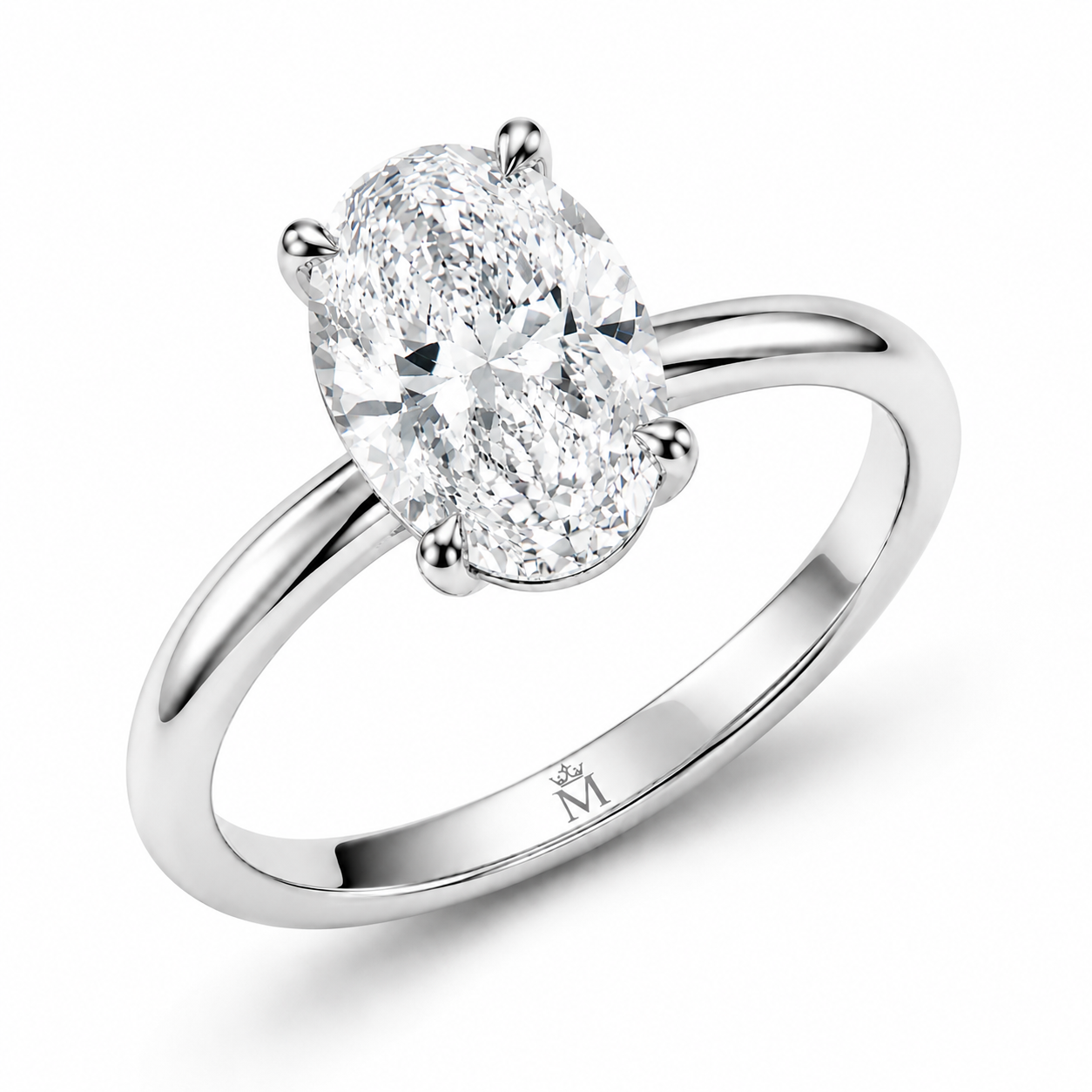 5 Carat Oval Solitaire Lab Grown Diamond Ring | D Color VVS Clarity | Minimalist Luxury 14K Gold Engagement Ring