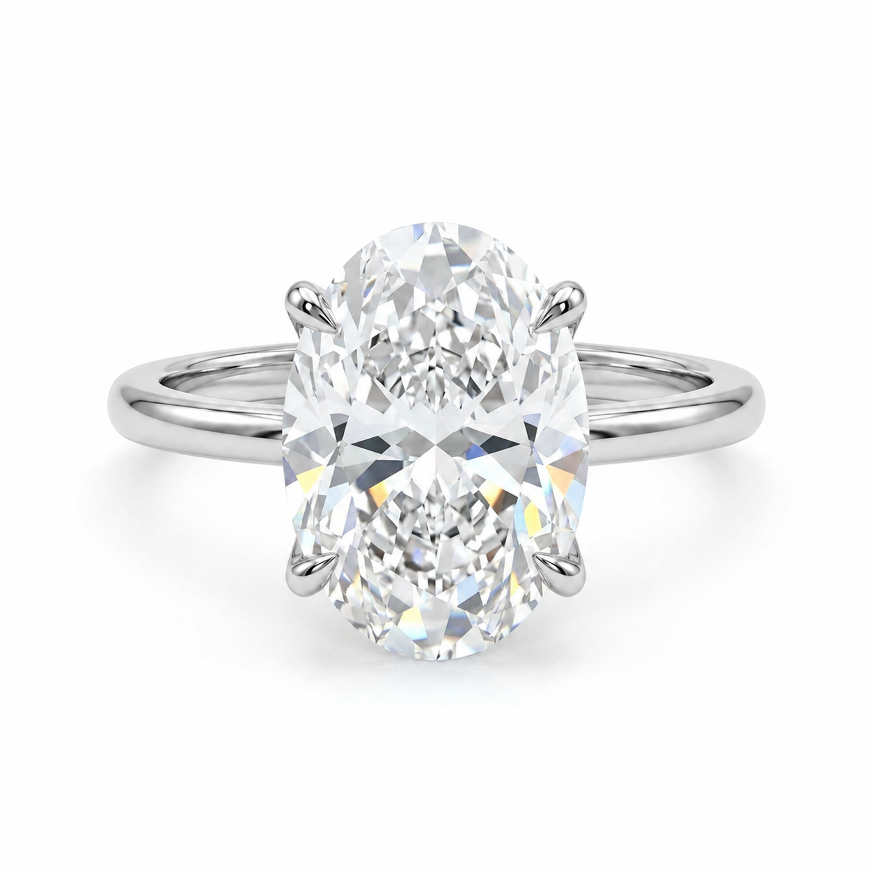 5 Carat Oval Solitaire Lab Grown Diamond Ring | D Color VVS Clarity | Minimalist Luxury 14K Gold Engagement Ring