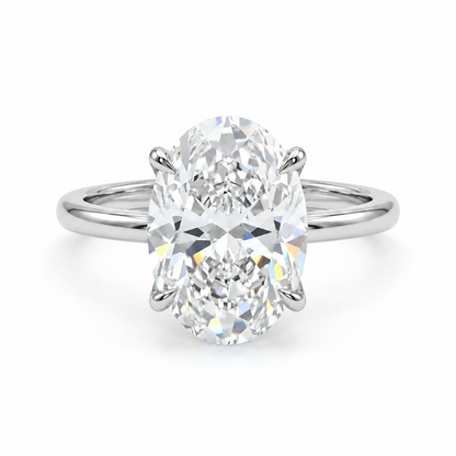 5 Carat Oval Solitaire Lab Grown Diamond Ring | D Color VVS Clarity | Minimalist Luxury 14K Gold Engagement Ring