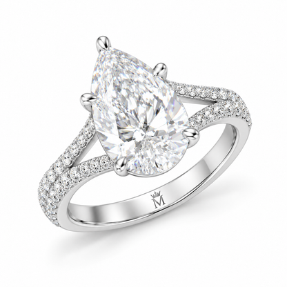 3 Carat Pear-Shaped Lab-Grown Diamond Engagement Ring in White Gold | E Color VS | IGI Certified