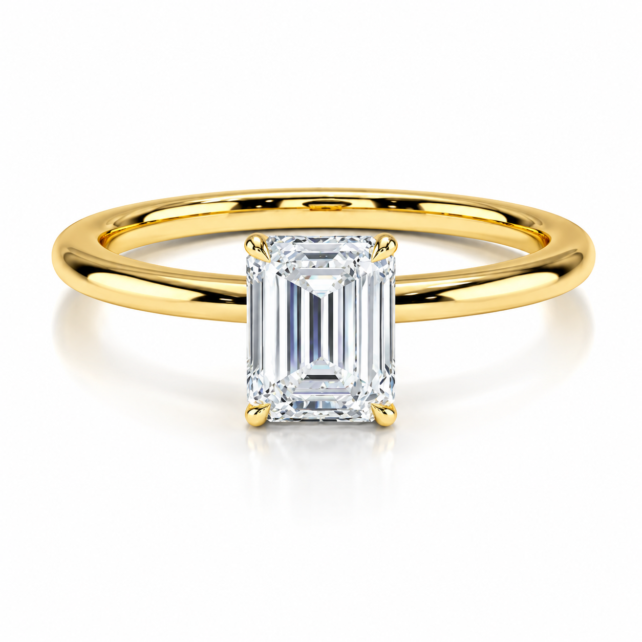 3-Carat Square Emerald Cut Lab-Grown Diamond Ring - D Color VVS Minimalist Solitaire Wedding Ring
