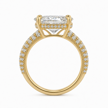 3 Carat Pear-Shaped Lab-Grown Diamond Engagement Ring, D/VVS, 14K Gold Pavé Band