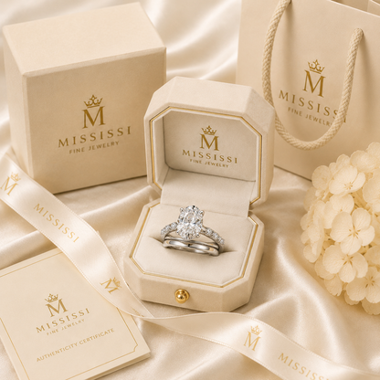 5-Carat Oval Cut Lab-Grown Diamond Ring Set - 14K Gold 2-Piece Double Stackable Wedding Rings