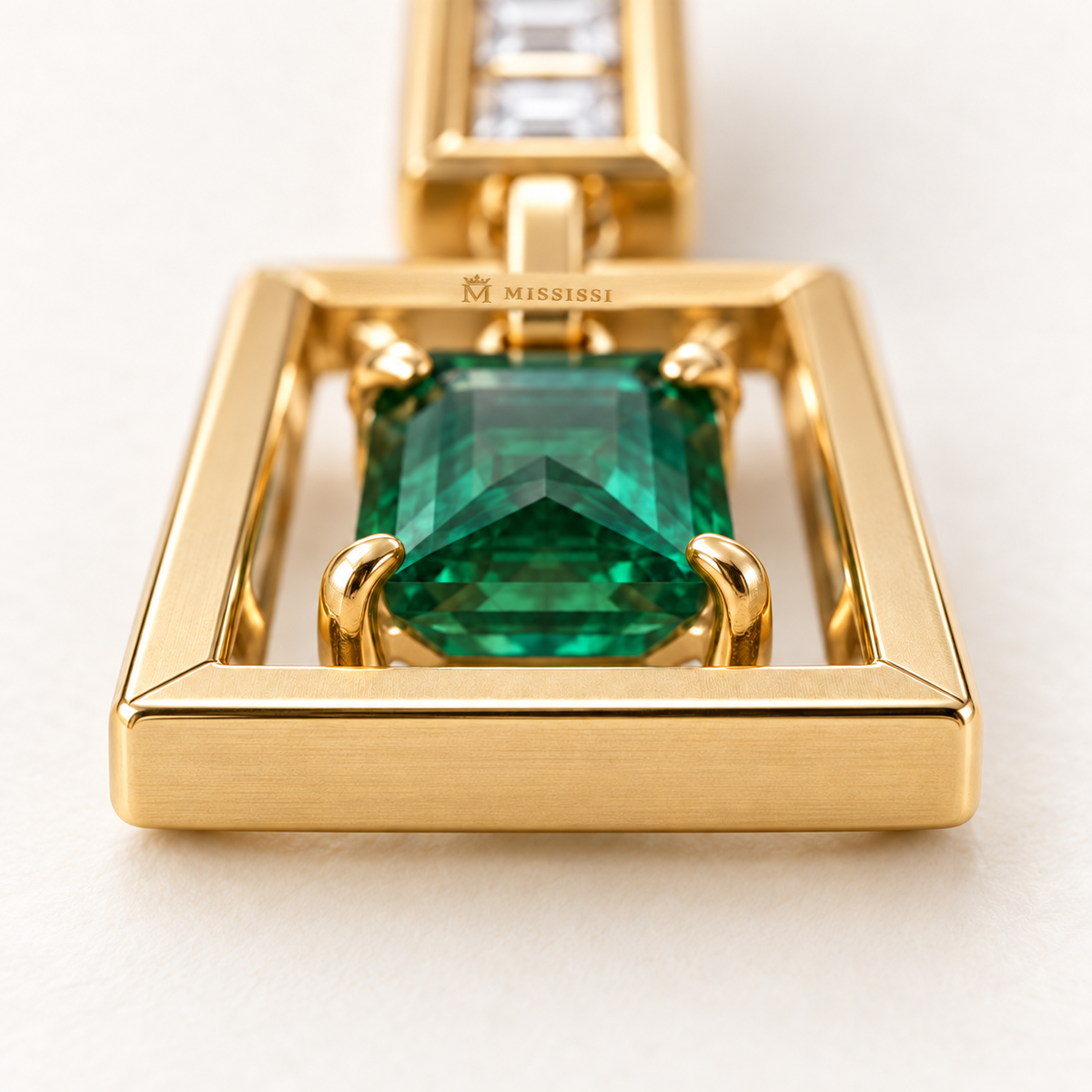 MISSISSI EM36 PORTAL emerald drop earrings, back engraving final; design visualization