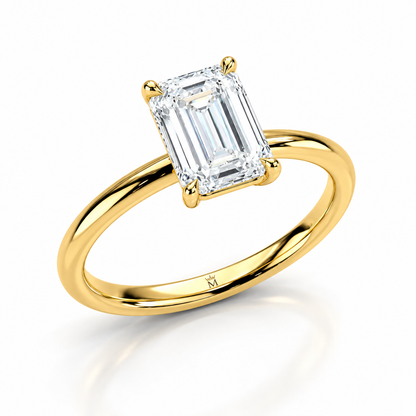 3-Carat Square Emerald Cut Lab-Grown Diamond Ring - D Color VVS Minimalist Solitaire Wedding Ring
