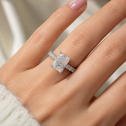 5-Carat Radiant Cut Lab-Grown Diamond Ring - D Color VVS Crushed Ice Brilliance Ring