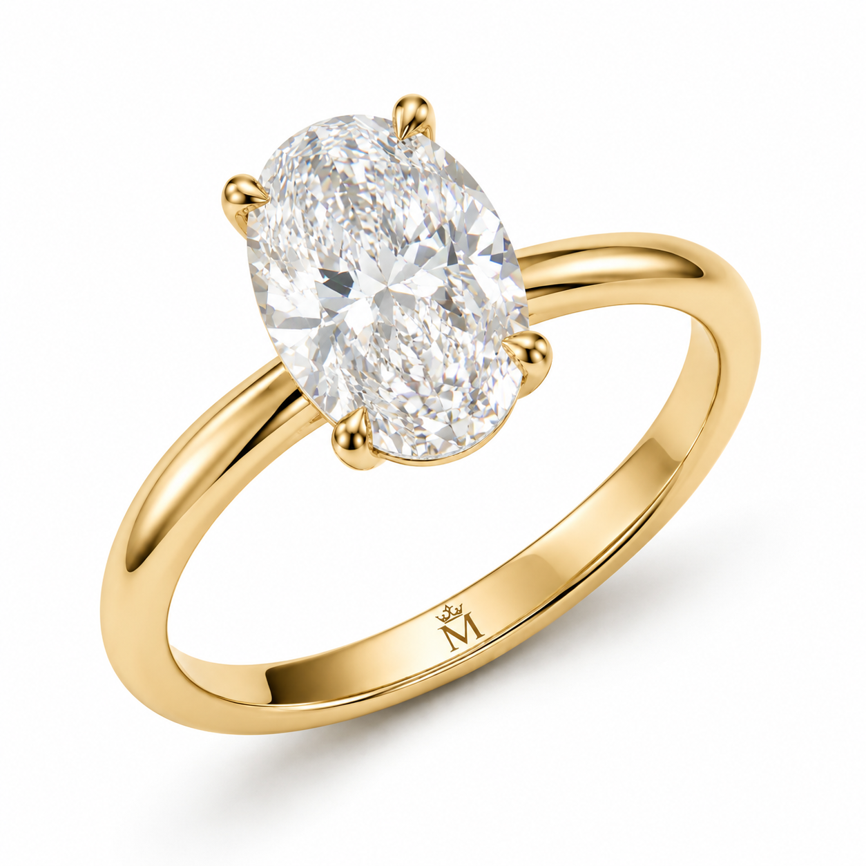 5 Carat Oval Solitaire Lab Grown Diamond Ring | D Color VVS Clarity | Minimalist Luxury 14K Gold Engagement Ring