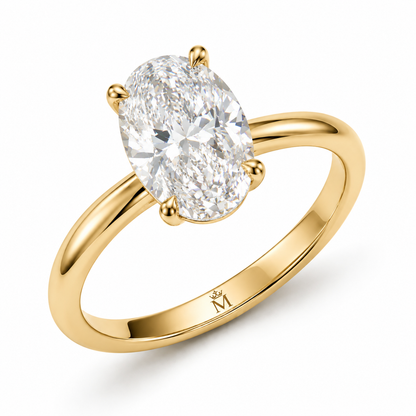 5 Carat Oval Solitaire Lab Grown Diamond Ring | D Color VVS Clarity | Minimalist Luxury 14K Gold Engagement Ring