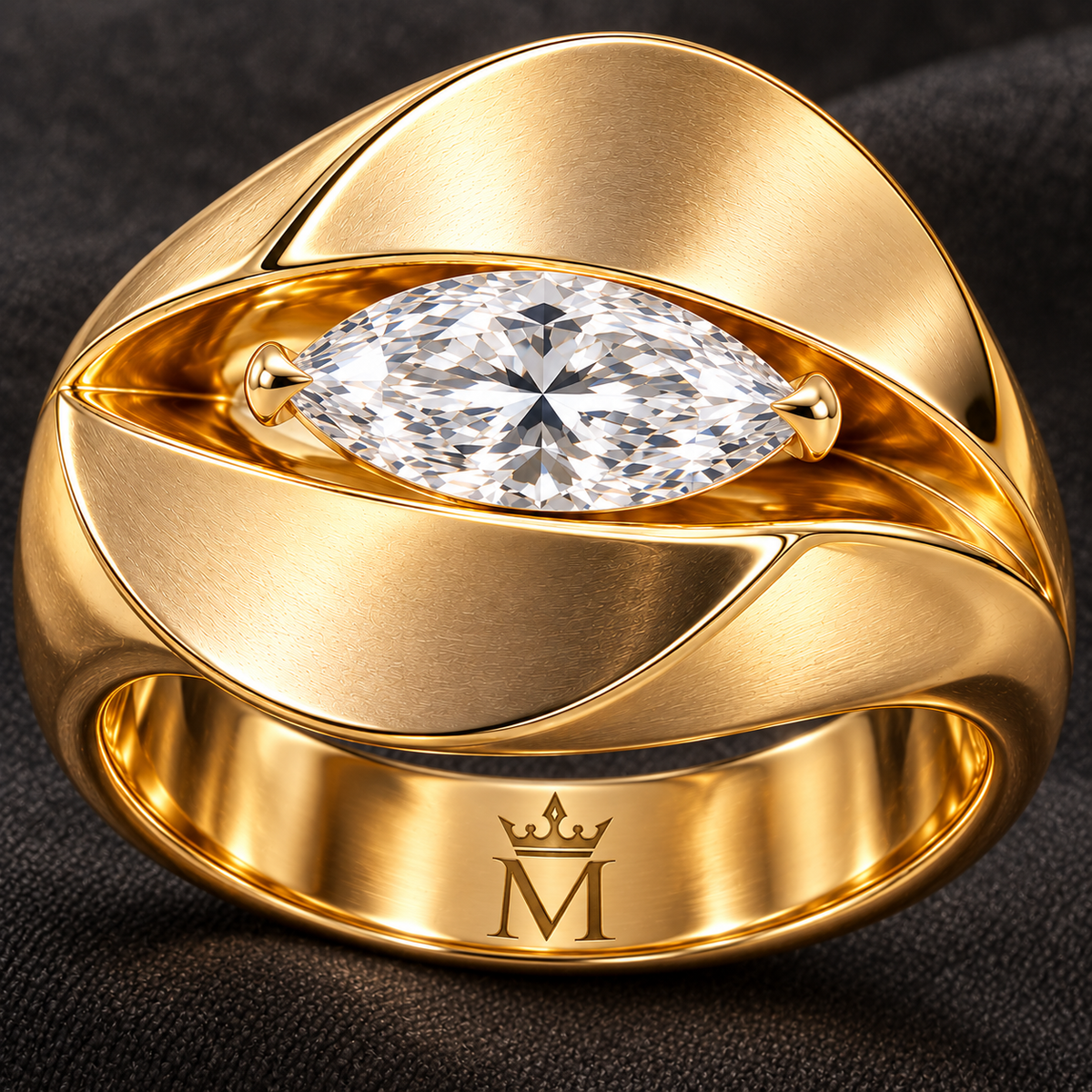 Eclipse FX01 ring with the official MISSISSI crown-M engraving inside the band, design visualization