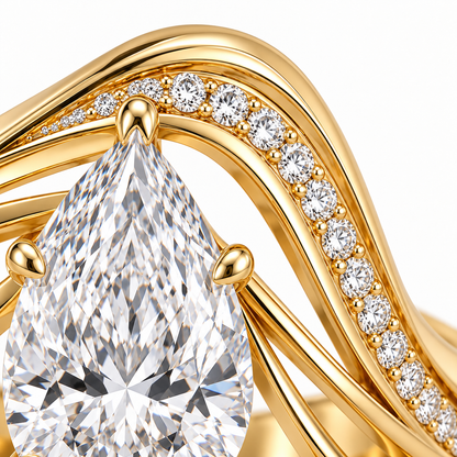 MISSISSI FX03 Pear diamond tip setting and single pave crest macro; design visualization