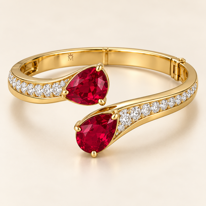 MISSISSI HR26-B11 lab-grown ruby bangle, whole bangle. Design visualization.