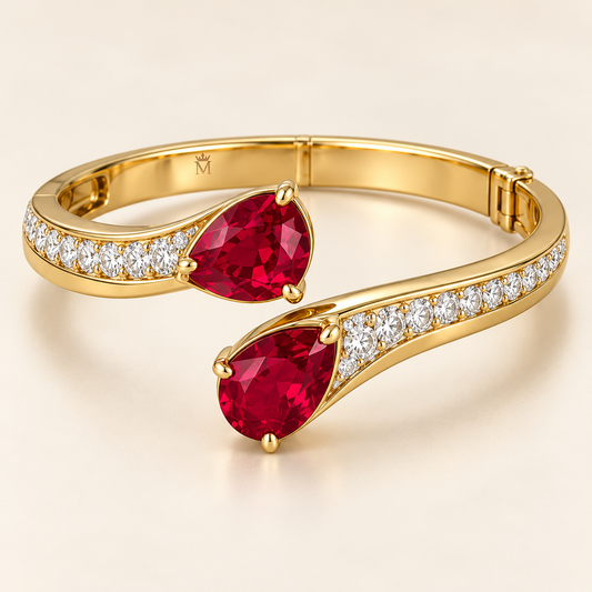 MISSISSI HR26-B11 lab-grown ruby bangle, whole bangle. Design visualization.