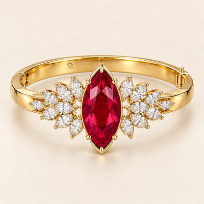 MISSISSI HR26-B14 lab-grown ruby bangle, whole bangle. Design visualization.