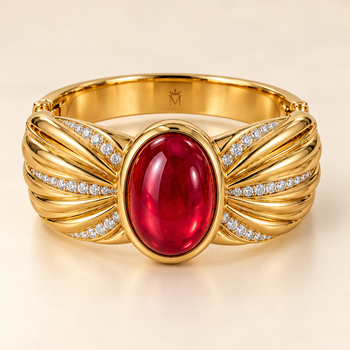 MISSISSI HR26-B18 lab-grown ruby bangle, whole bangle. Design visualization.