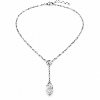 MISSISSI ligne marquise lariat in 14K white gold.