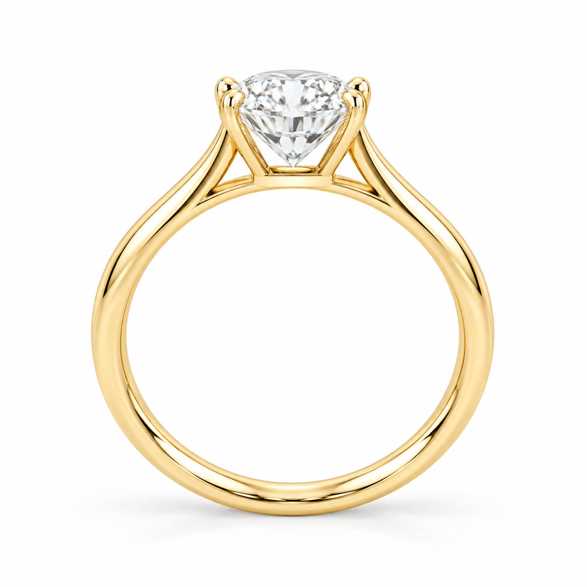 Aurelia oval lab-grown diamond solitaire ring in 14K yellow gold, side profile on white.