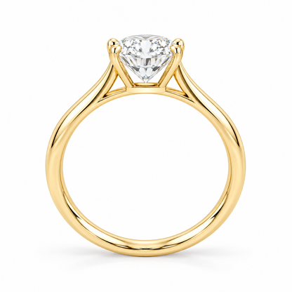 Aurelia oval lab-grown diamond solitaire ring in 14K yellow gold, side profile on white.