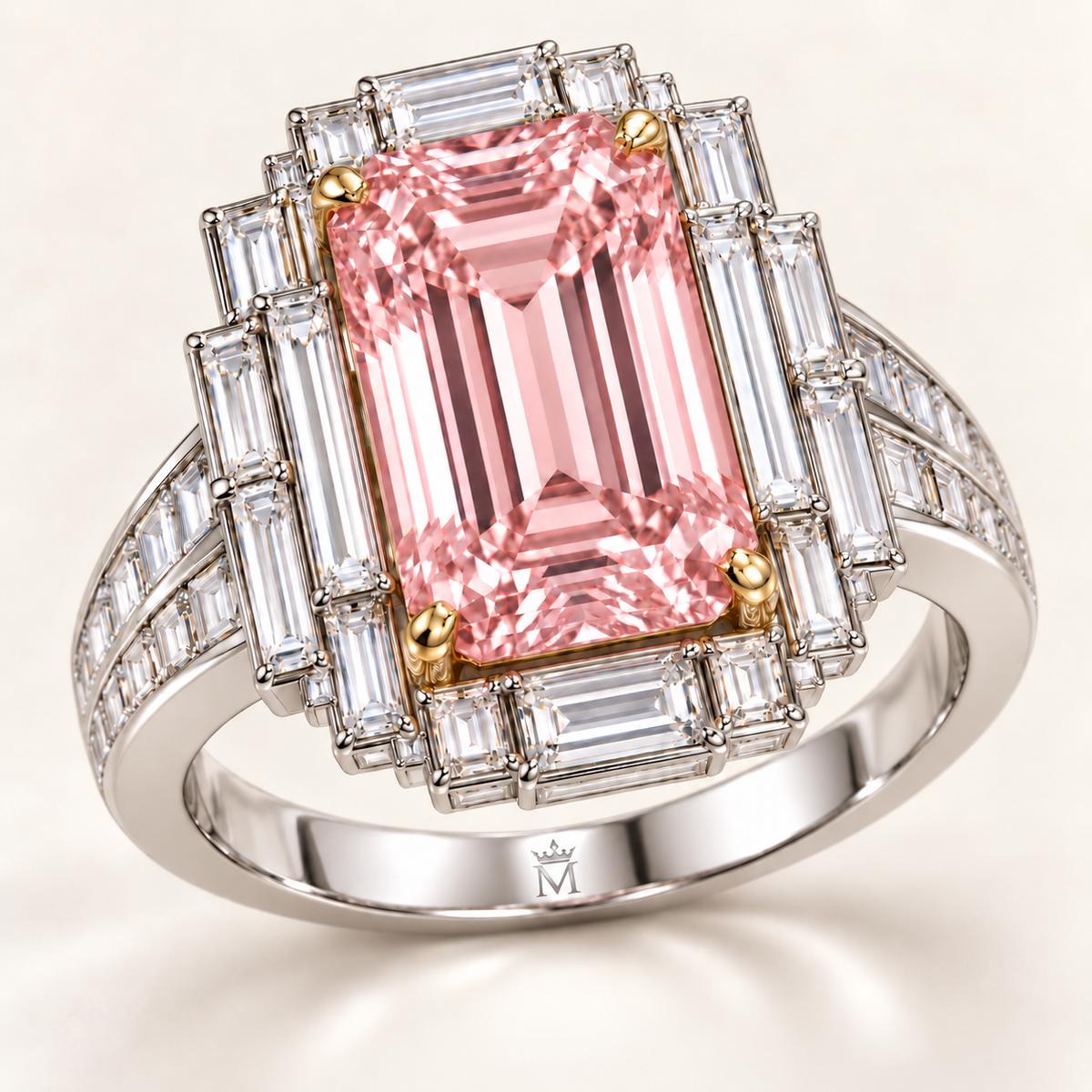 Blush Terraces Pink Emerald-Cut front view