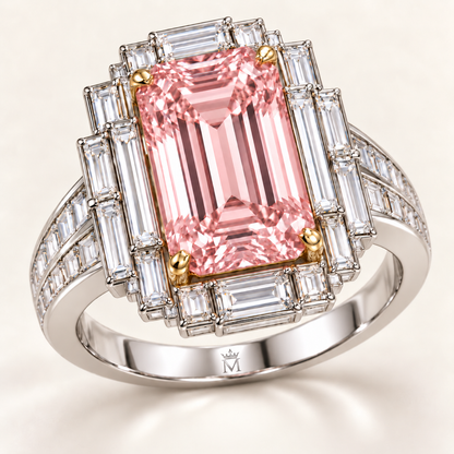 Blush Terraces Pink Emerald-Cut front view