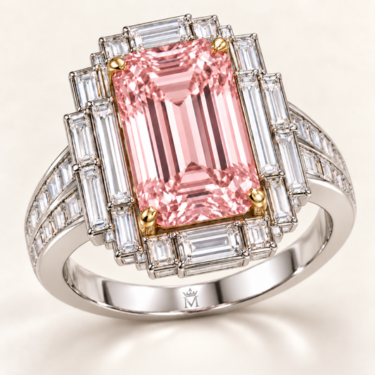 Blush Terraces Pink Emerald-Cut front view