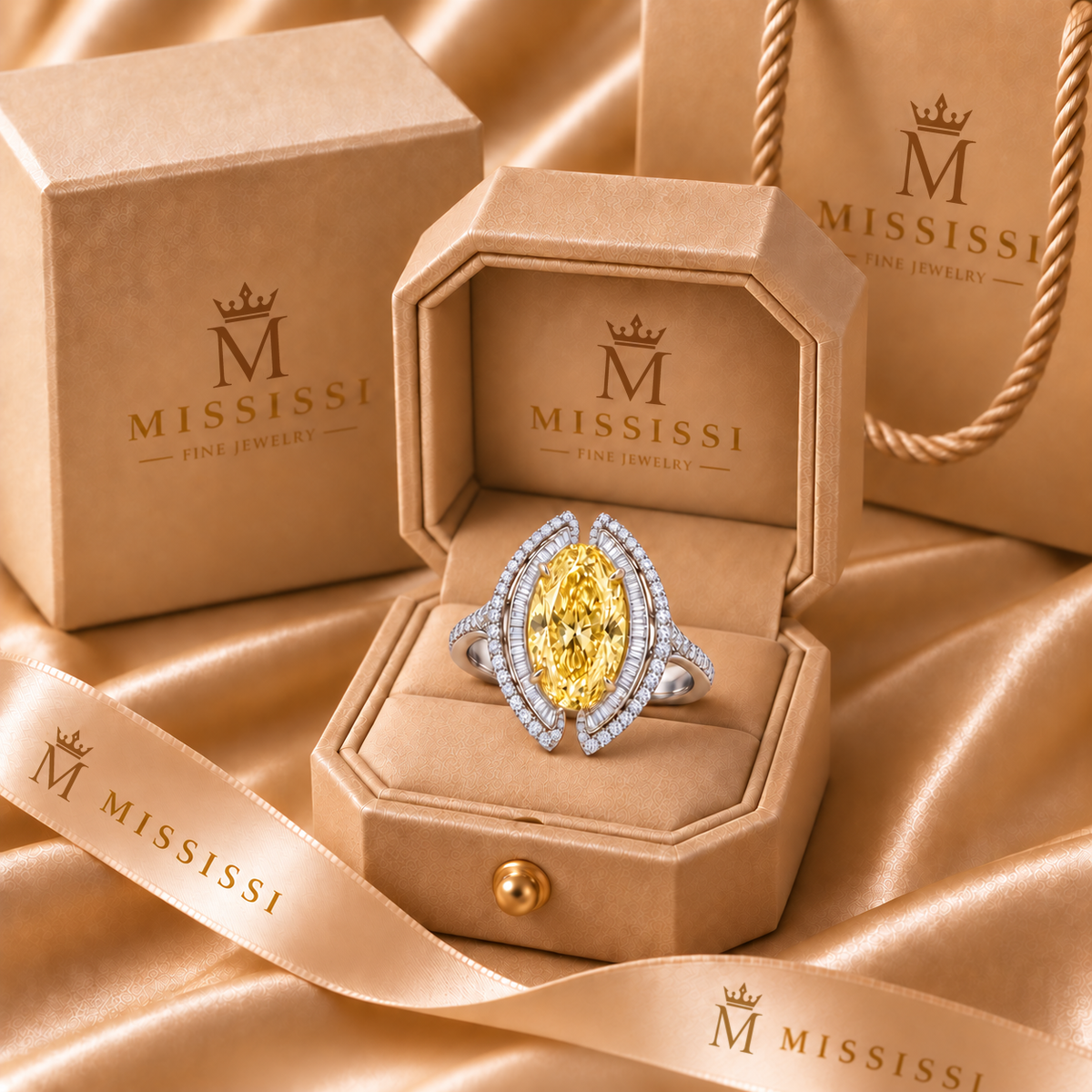 Golden Aureole in MISSISSI champagne packaging