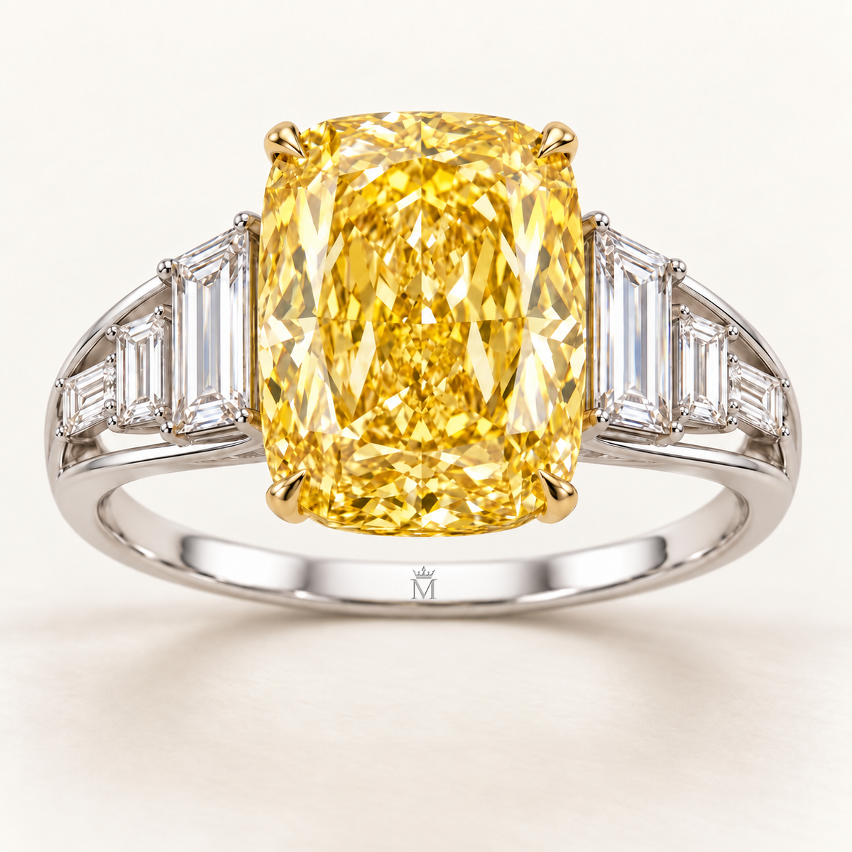 Saffron Ladder cushion lab-grown diamond ring, front design visualization