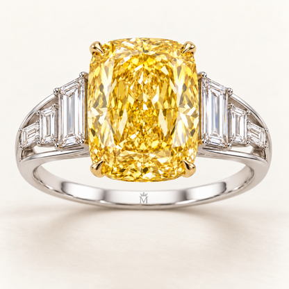 Saffron Ladder cushion lab-grown diamond ring, front design visualization