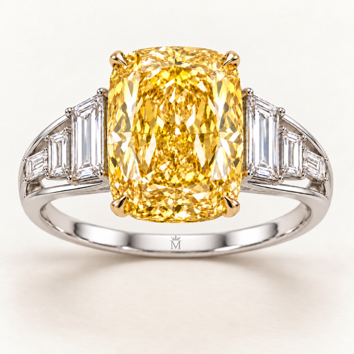 Saffron Ladder cushion lab-grown diamond ring, face-up detail design visualization