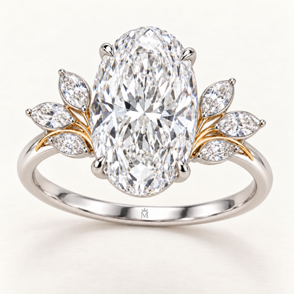 Ice Corsage oval lab-grown diamond ring, front design visualization