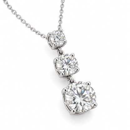 MISSISSI Ciel 2.00 total carat three-stone lab-grown diamond pendant in 14K white gold, hero view