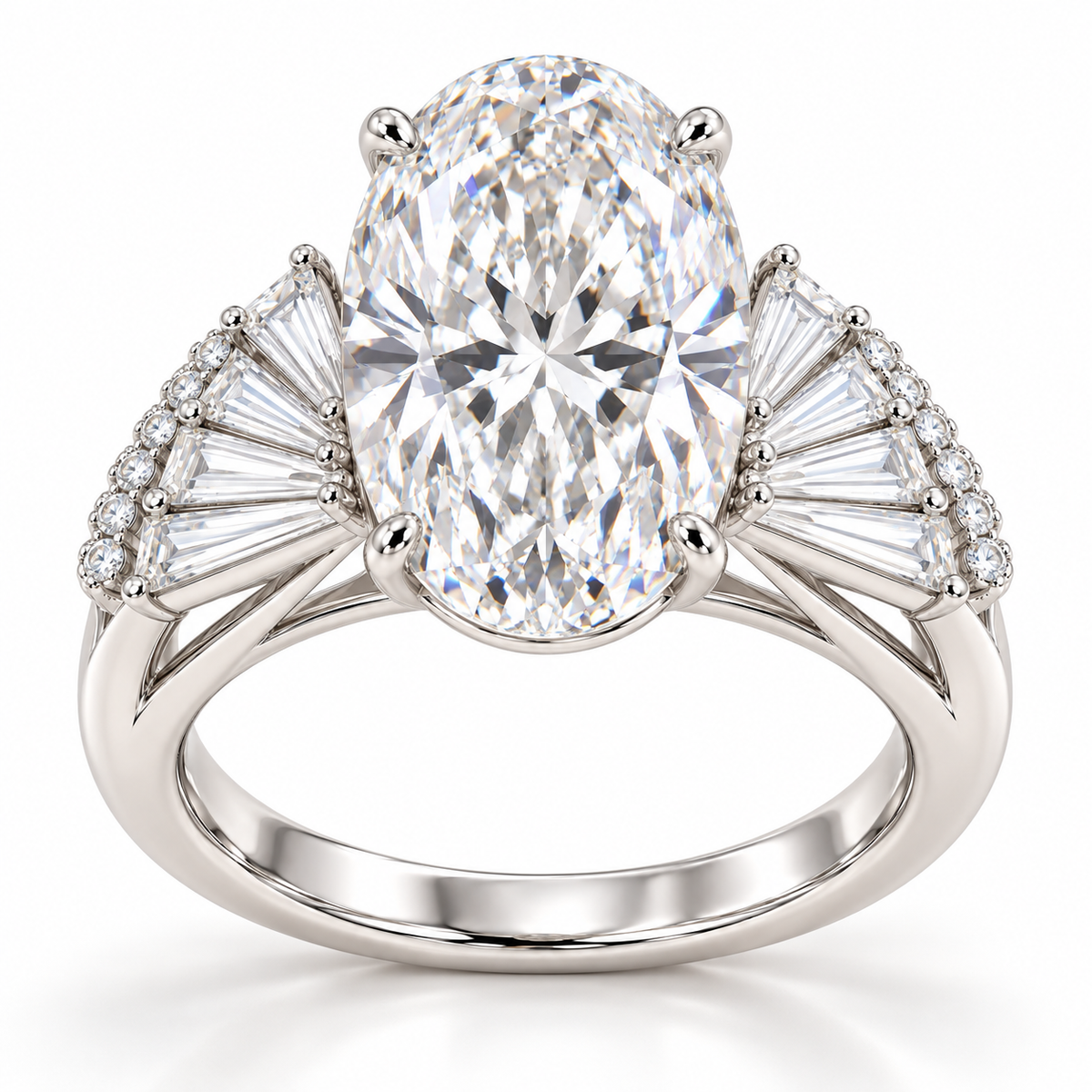 Éclat Fan White Oval Lab-Grown Diamond Ring, hero