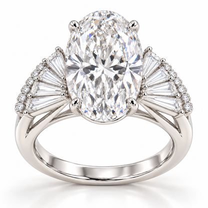 Éclat Fan White Oval Lab-Grown Diamond Ring, hero