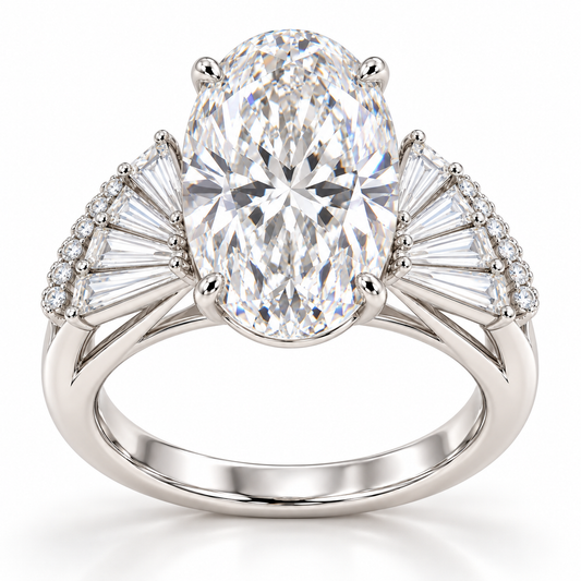 Éclat Fan White Oval Lab-Grown Diamond Ring, hero