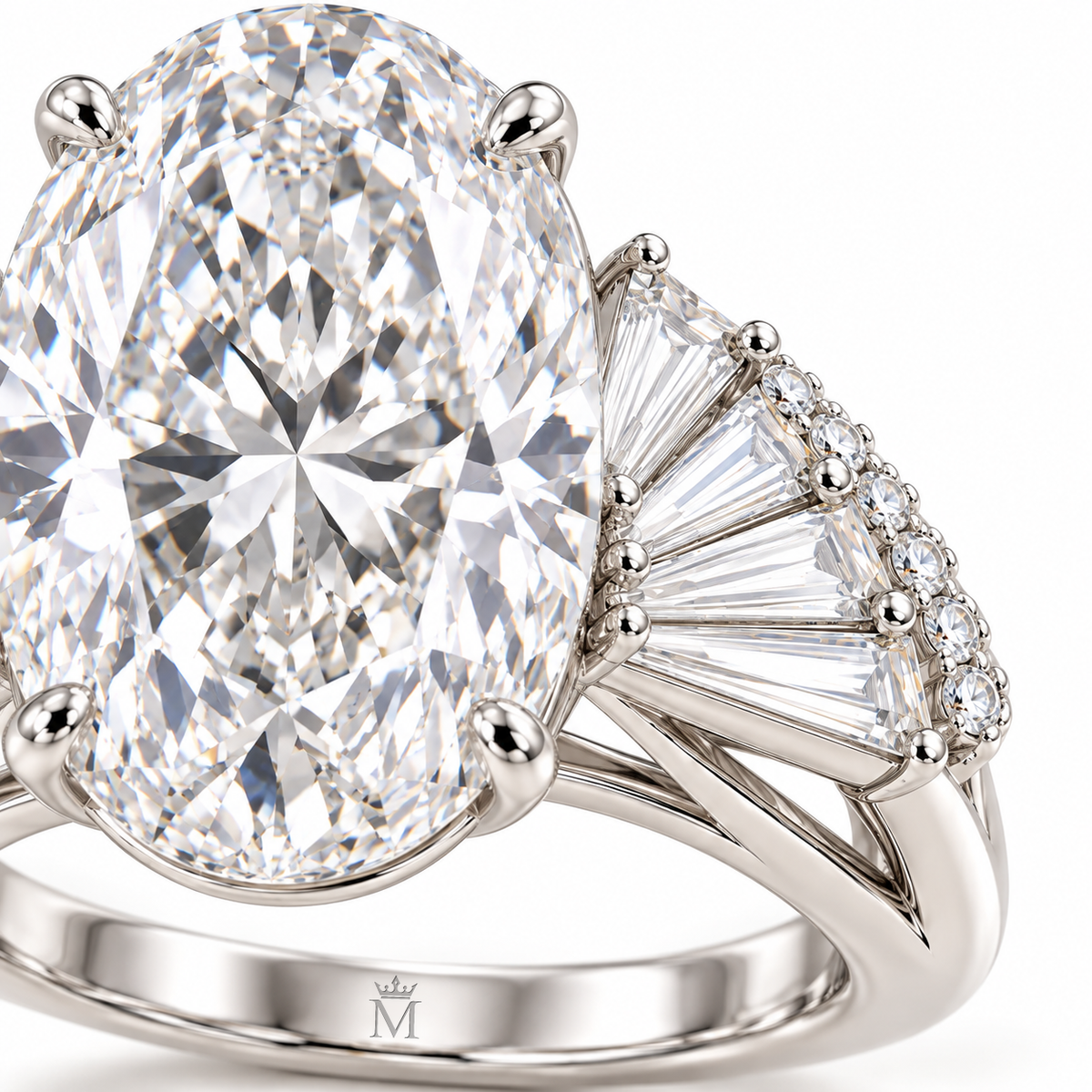 Éclat Fan White Oval Lab-Grown Diamond Ring, detail