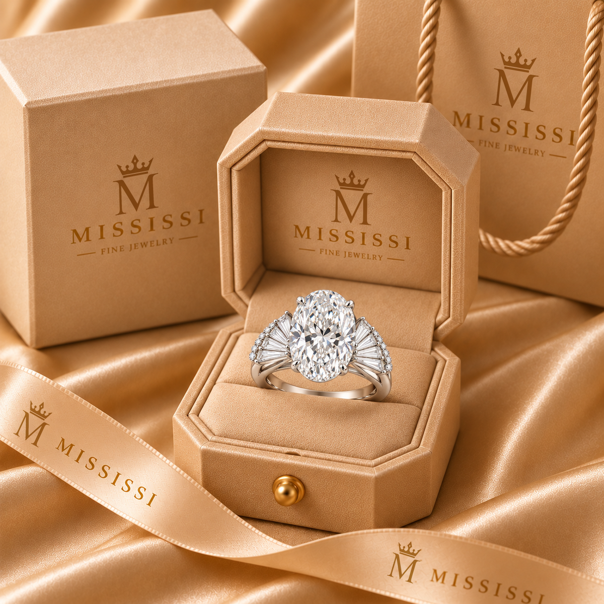 Éclat Fan White Oval Lab-Grown Diamond Ring, packaging