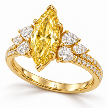 Citron Marquise Ballet marquise lab-grown diamond ring, elevated three-quarter design visualization