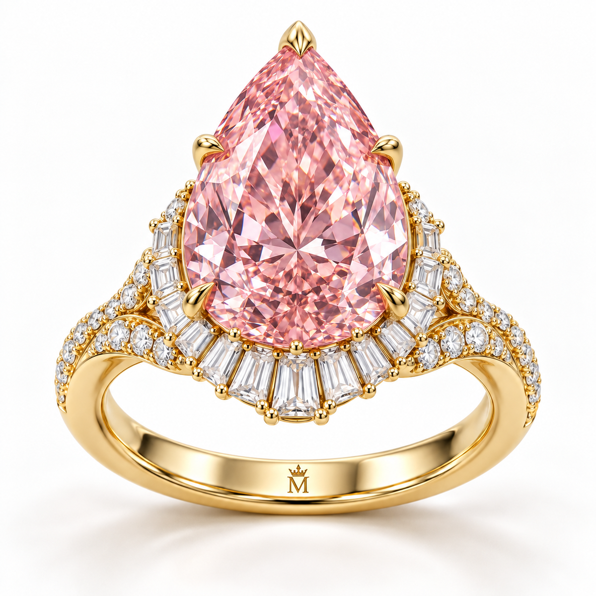 Blush Tidal Crown pink pear lab-grown diamond ring, hero