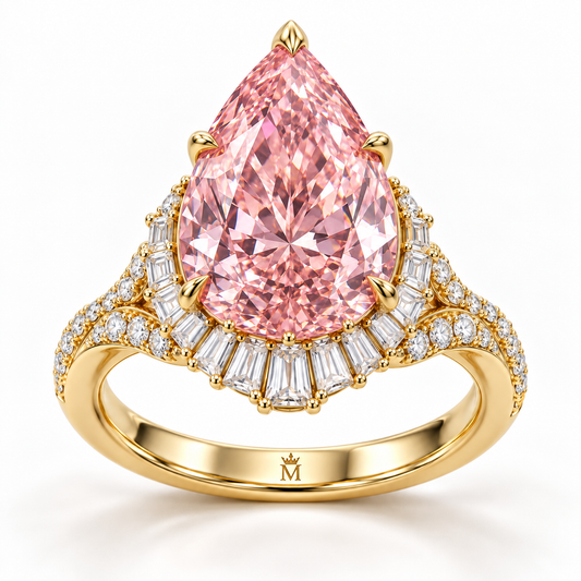 Blush Tidal Crown pink pear lab-grown diamond ring, hero